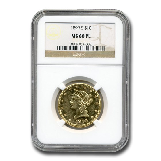 1899-S $10 Liberty Gold Eagle MS-60 NGC (PL) 1899-S $10 Liberty Gold Eagle MS-60 NGC (PL)